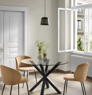 Eettafel – Ø 120 cm – Glas / Zwart Kave Home, Argo, Zwart